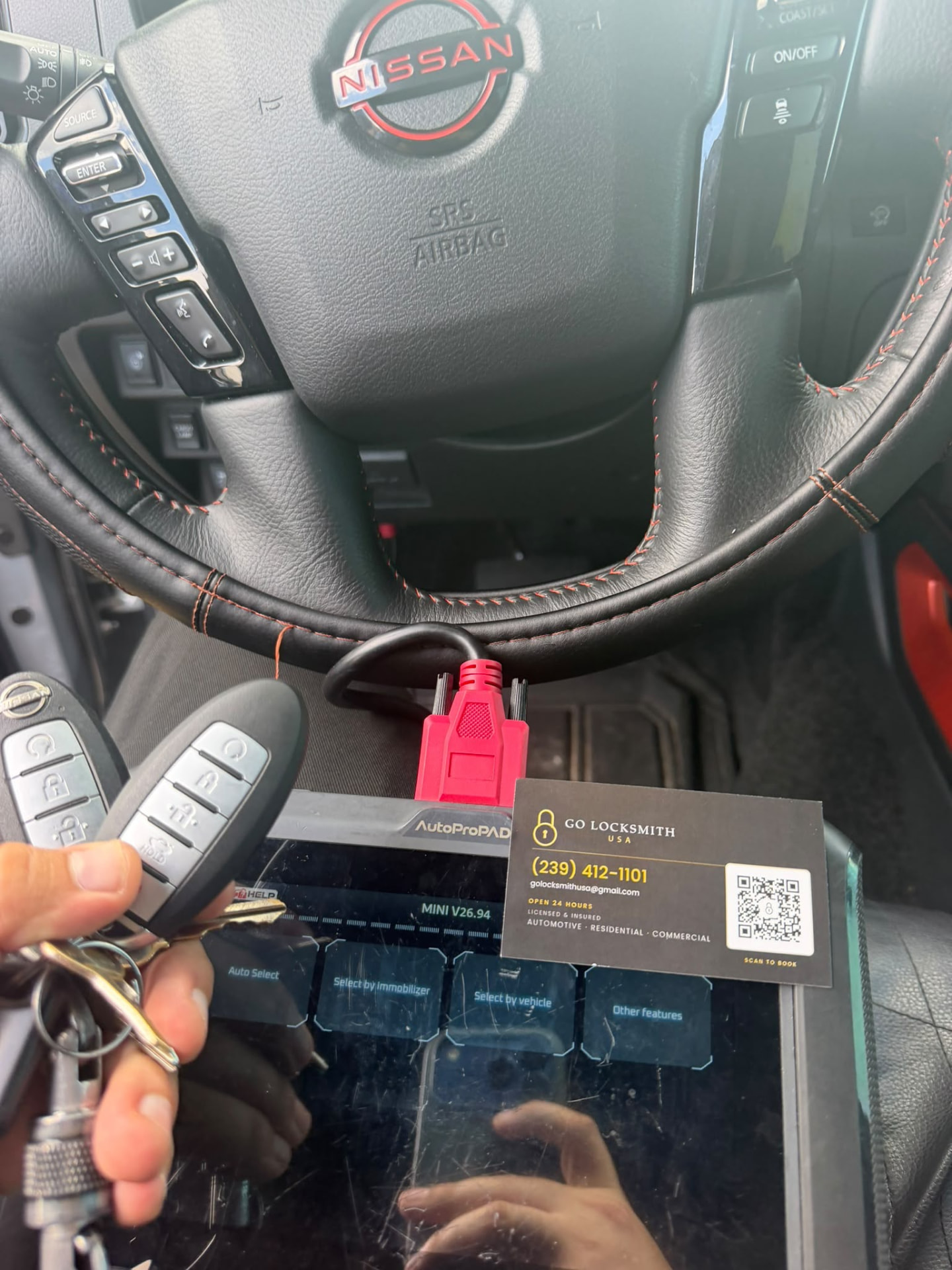 Nissan key being programmed